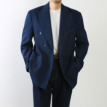 뉴메이드 봄코디 데님 더블 블레이저 자켓