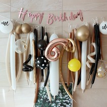 마켓고고 손펌프무료 골드 블링 생일파티 풍선 DIY세트 홈파티 풍선가랜드 이벤트, 골드 블링 생일파티 풍선 DIY세트(기본구성)