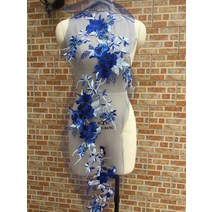 와펜 옷 패치 큰 사이즈 드레스 아플리케 diy 신부 머리 장식 패브릭 재봉 용품 공예, 스타일1 블루