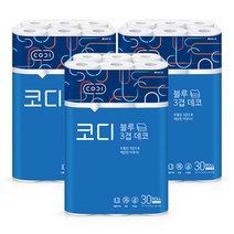 두루마리 휴지 화장지 3겹 먼지없는 부드러운 화장실 코디 블루 27m 30롤 3팩, 단품
