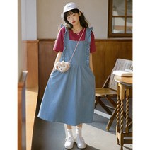 멜빵 원피스 큐트 페블럼라인 데님 런닝 봄 여름 여제 날다 토시 오버핏 미디 롱 여성 4807434784