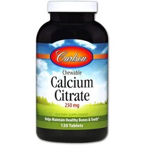 미국직구 칼슨 츄어블 칼슘 시트레이트 250mg 바닐라 120정, 수량, 상세참조