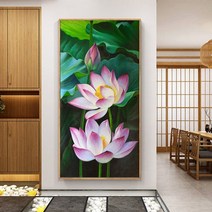푸아이 3D 보석십자수 부귀 연꽃+행운십자수(30x30) 사칭업체주의 판매자 푸아이 꼭 확인후 주문 PRW430, 1세트, 55x90cm