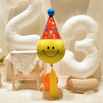 [오늘발송] 3D 고깔 스마일 풍선 생일파티 파티꾸미기 아기백일상, 3D 고깔스마일풍선 + 풍선스탠드