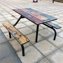 일체형 테이블 의자 구내식당 가구 업소용 스테인레스 식탁 4인용 매점, A