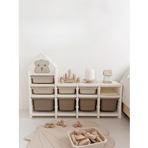 어린이 장난감 보관함 캐비닛 인형 레고 정리함(착불운임 무), 01. 카키베어 수납선반(1+3) 21kg