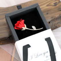 어버이날 선물 부토니에 카네이션 브로치 + 핸들케이스, 큐빅로즈 브로치