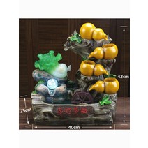 실내분수대 미니 폭포 물레방아 연못 분수대 고급 부를 창출 양배추 거실 흐르는 물 장식품 순환 작은 데스크탑 조경 축하 선물 개업 행운, [24] 안개 버전 + 자금 롤링 베이스가 있는 원숭이