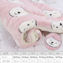 강아지 매트 겨울 두꺼운 담요 더러움 내추럴 가을 겨울 스타일 강아지 집 캐릭터 고양이 집 수면용 면 이불 보온 수면 매트, 양면매트-핑크베어_옵션2