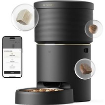 PETLIBRO 진공 밀폐 자동 고양이 피더 5GHz Wi-Fi가 있는 8L 강아지 보관을 위한 공간 사료 디스펜서 및 강아지용 187mm 대형 트레이가 반려동물 급식기, Black