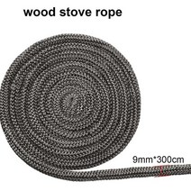 화목난로 부품 9mm 300cm 유리 섬유 로프 씰 블랙 스토브화재 로프 나무 굽기
