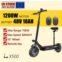 두발킥보드 전동킥보드 1300w 강력한 자유형 킥 스쿠터 48v 20ah 10inch 타이어 최대 속도 65kmh 스쿠터 elecric 장거리 80km with seat eu, 48v 1200w 18ah
