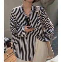 스트라이프 오버핏 셔츠 남방 루즈핏 블라우스 여성