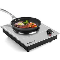 CUSIMAX 1800W 요리용 익덕션 - 세라믹 전기 플레이트 이중 제어 적외선 쿡탑, 스테인레스 스틸, 실버 싱글 버너