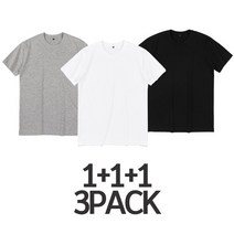 프라랑 남녀공용 순면라운드 반팔 베이직 티셔츠 3PACK(1+1+1)