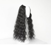 히피 펌 반 가발 U자 형 티안나는 긴 붙임 머리 굵은 곱슬 여성 웨이브 헤어 자연스러운 10 20 30 대, 내추럴블랙(60CM), FREE SIZE