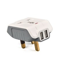 디자인 멀티탭 국제 여행 어댑터 범용 벽 플러그 여행 플러그 변환기 ac 콘센트 2 usb 포트 올인원 영국, 220v-250v, 회색