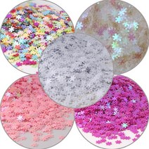 [20g] 눈꽃 5종 스팽글 4mm (투명 흰색 연핑크 자주빛보라 믹스) 슬라임재료 스팽글 글리터밤 스팡글 스팽글 스팽클 혼합모양 토핑밤 데코덴재료 네일아트큐빅, 눈꽃글리터(20g)-믹스