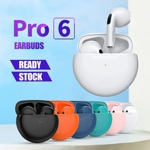 무선인이어 이어폰 블루투스 air pro 6 tws 무선 헤드폰 with mic fone 스포츠 이어버드 pro6 j6 헤드셋 for apple xiaomi, 흰색 헤드폰