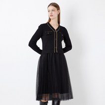 [22 신상] 하트버튼 니트&플리츠 메쉬 원피스 (VFOCI2936)