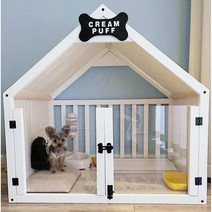 RUNCATS 원목 펫 강아지 하우스 루프형 DIY 강아지 하우스, B1하양원목강아지하우스