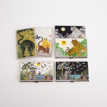 나빌레라 2022 임인년 호랑이 자개명함케이스 명함꽂이 보관 스틸 명함집 새해선물, 까치호랑이(흑)