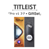 브라더스골프 타이틀리스트 Pro V1 3구 골프공 그린보수기 선물세트, 블랙
