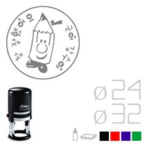 [파고앤랩스] 정품 자동 칭찬 스탬프 도장 주문 제작 만들기 교사 선생님 학교 유치원 어린이집 학원 캐릭터 담임 엄마 독서 숙제 검사 원형 참잘했어요 검 상 케릭터 이미지, 검정, R532(31mm)