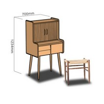 뷰로데스크 엔틱가구 수입 콘솔테이블 원목화장대 미니화장대, 우드 뷰로데스크 + 조명 + 의자