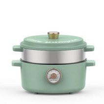 전기볶음솥 다목적숙소 작은 전기냄비, 그린+찜통