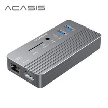 ACASIS 고속 SSD 스토리지 및 10-In-1 허브 3.1GEN2 NVME/SATA M.2 SSD고속 인클로저 케이스-USB PD100W 도킹스테이션, 그레이