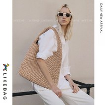 Likebag 수입 짜임 토트 백 중저가 보조 파우치 차정원 보부상 엄마 텀블러 직장인 출근 디자이너 브랜드 김희애 복조리 원 숄더 강민경 실버 가방 드래곤