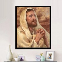 예수님 기도 기독교 종교 그림 보석 십자수 재료 만들기 세트 diy, 50x60cm 전체 원형 큐빅