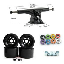 90*52mm Longboard 바퀴 78A PU 스케이트 보드 인치 브리지 트럭 ABEC-9 베어링 부싱 도로, 03 Black