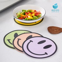 바른닥터 스마일 실리콘 냄비 받침 받침대 보호 매트, 3개, 핑크