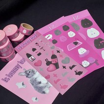 이즈 빈티지 스티커 3종 (자체제작) 다꾸 다이어리 꾸미기 토끼 일러스트, iz B ver.