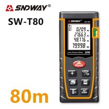 레이저자 수광기 레이저줄자 거리측정기 수평기 광파기 빌드 측정 눈금 테스트, 협력사, sw-t80 80m, 1개