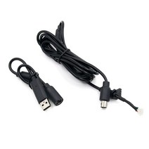 XBOX-360 용 USB 분리가있는 4 핀 유선 컨트롤러 인터페이스 케이블, 검은 색, 1개