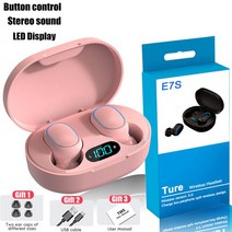 E7s 블루투스 헤드셋 야외 스포츠 무선 5.0 충전 박스 전원 디스플레이 터치 컨트롤, 02 Pink With Box, 03 Pink With Box