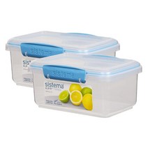 시스테마 클립 잇 직사각형 용기 스프링 톤 어솔티드 뉴질랜드 Sistema Klip It Rectangular Container Spring Tone 1L 2팩 색상랜덤 도시락 보