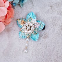달꼼세 7가지 다양한 색상 레이스 연꽃 진주 장식 한복 배씨 헤어핀