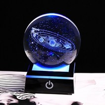 스노우볼 워터볼 새로운 80mm k9 크리스탈 태양계 플래닛 글로브 3d 레이저 새겨진 태양 시스템 볼 터치 스위치 led 라이트베이스 천문학 선물, 1-l