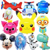 라지쉐잎 뽀로로 아기상어 공룡 피카츄 캐릭터풍선 은박호일 생일 헬륨 파티용품, A-22 레인보우 유니콘