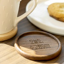 우드 티코스터 원형 사각 컵받침 주문제작 로고 각인, 사각형(테두리), 우드(로고각인)