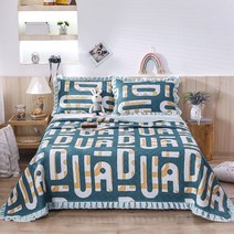 침대 매트커버 여름 프린팅 침대 스커트 집들이 선물 시원한 퀼트 베개 시트커버