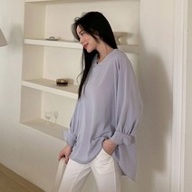 이지핏 여성 아방한 루즈핏 블라우스 물결소매 9부 파스텔톤 블라우스 셔츠 남방 롱남방 데이트룩 파스텔블라우스 봄블라우스 여름블라우스 청바지코디 20대