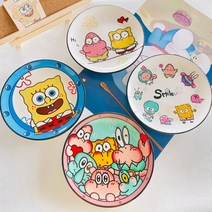 CUTE QUEEN 컬러 도자기 식기, 스폰지 밥 시리즈 4 플레이트 (각 패턴)