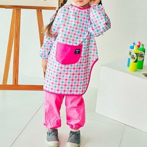 이지고 아기 유아 어린이 미술가운 키즈 초등 미술 앞치마, 체크