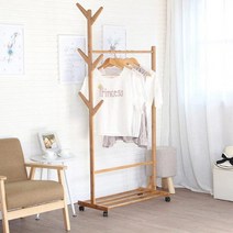 고급형 이케아 대나무 원목 이동식 행거 드레스룸 우드 나뭇가지행거 스탠딩 선인장 옷걸이