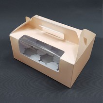 머핀상자 컵케이크 투명창 6구핑크 케이크상자(10개)받침세트
